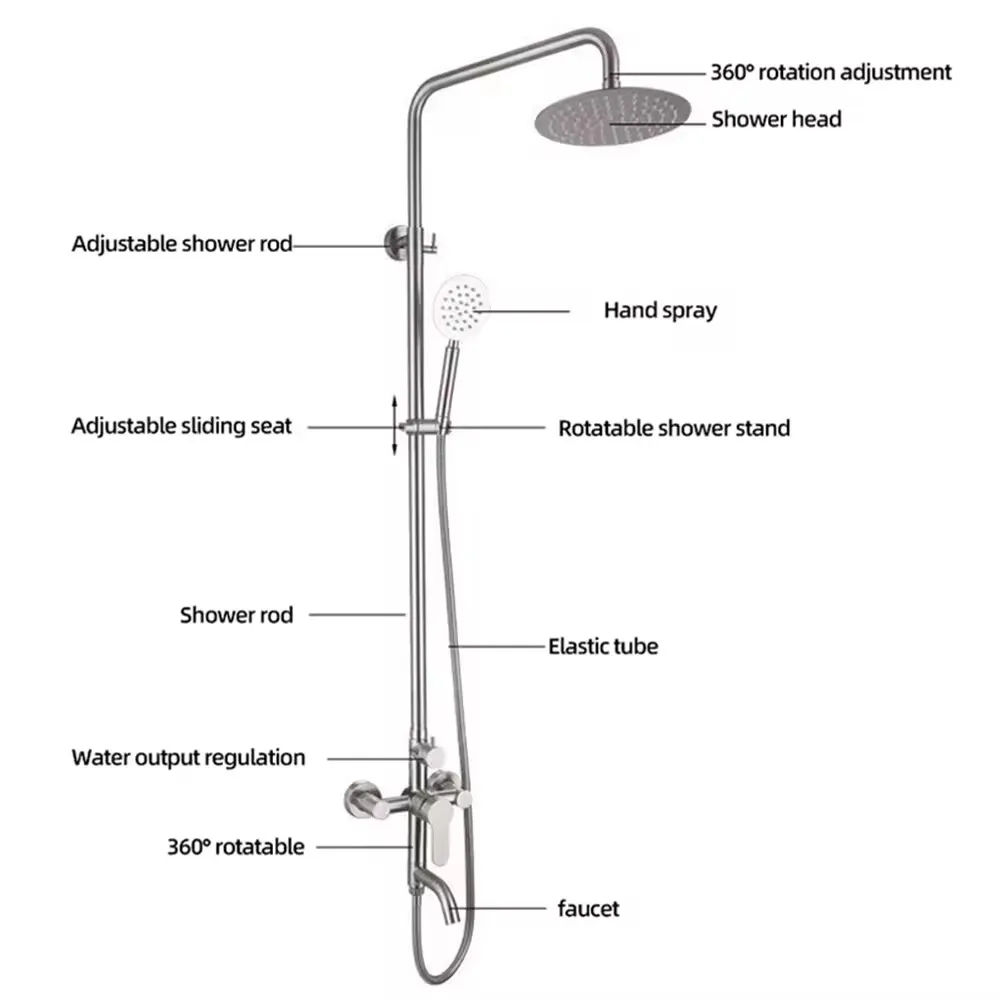 Piano Shower Set LED Digital Smart Wall Mounted Thermostatic Shower Valve Mixer Set
