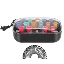 15Pcs Electric Heated Roller Ceramic Curling Roll Tube Hair Styling Tool with Black Clip 110-220V Mini Electric Hair Curler