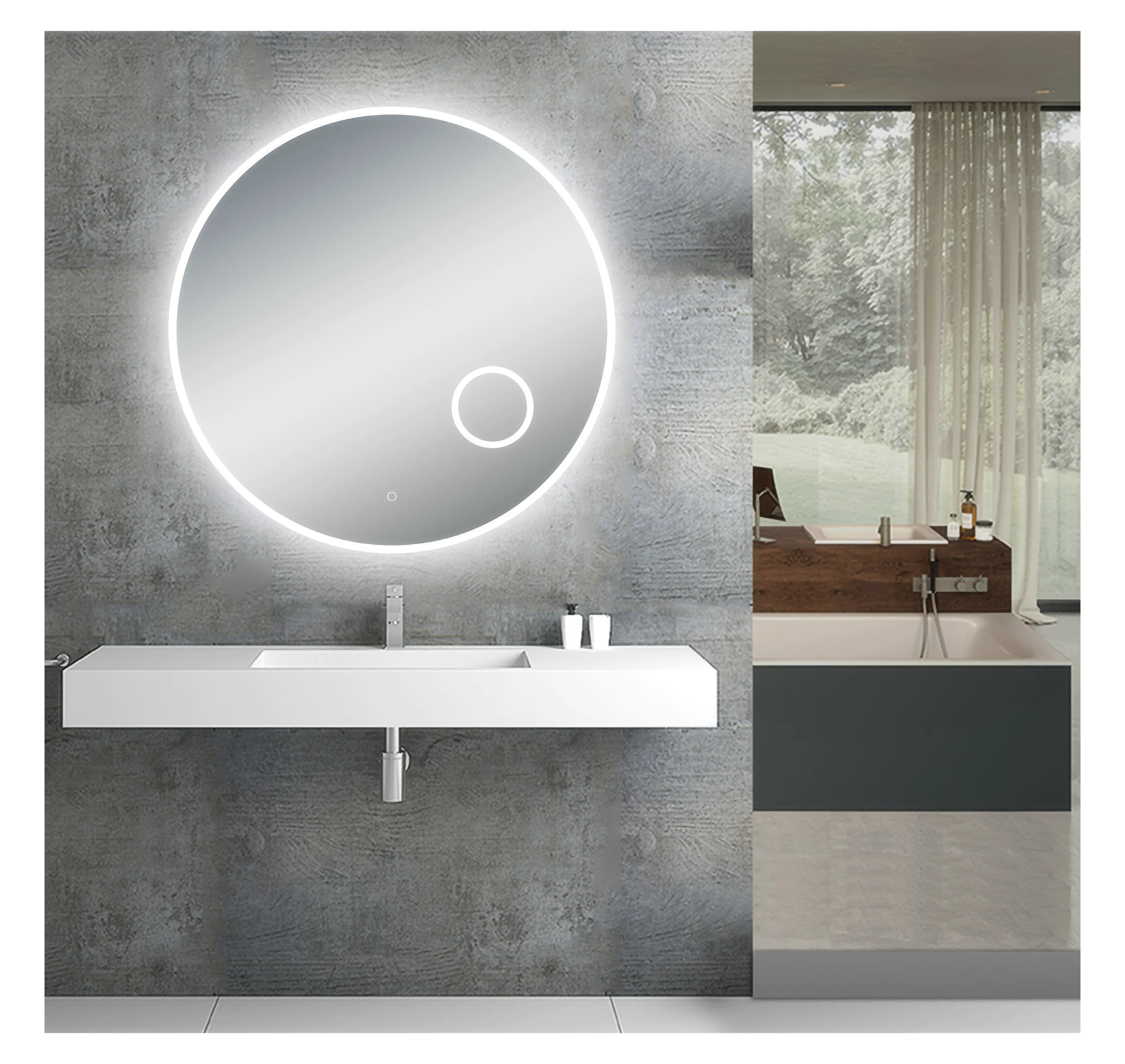 CE Certified Smart Bathroom Mirror with Touch-Controllable Lighting Magnifying Glass Environmental Protection Copper Home Use