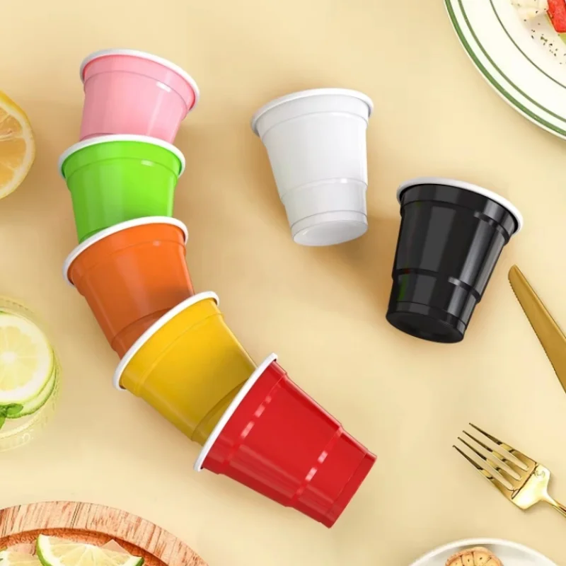 2oz Extra Strong  Disposable Plastic Party Cup Two-Color 60ml Table Tennis Beer Game Cup Shot Glasses For Party