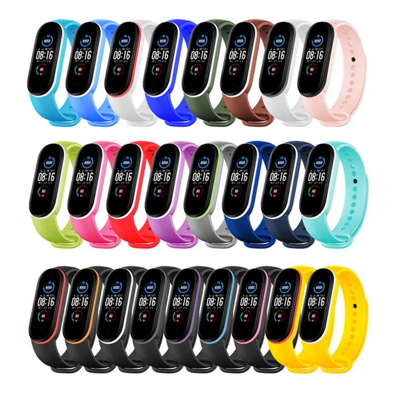 BOORUI sport strap for mi band 5 global double color mi 5 band wristband strap for xiaomi mi band 5 accessories hot sales