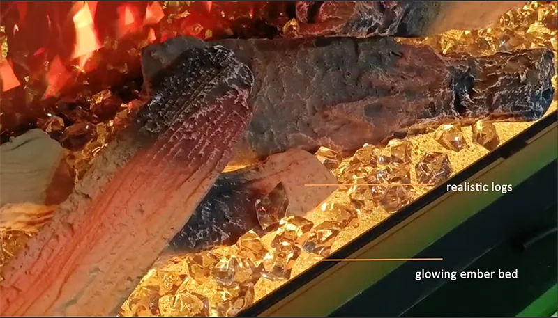 30-80 Inch3D Mirrored Crushed Diamond Fireplace Glowing Ember Bed Realistic LED Flame Insert 3 Sided Mirrored Electric Fireplace