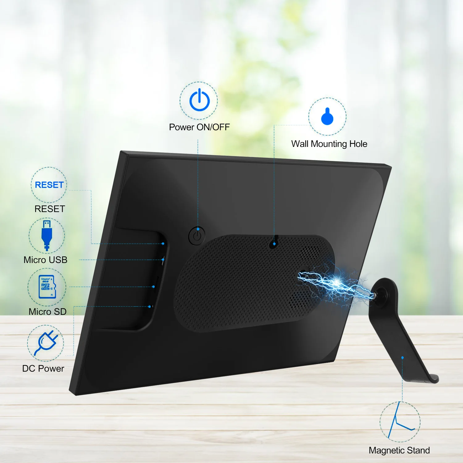 Hot Selling 8 Inch Digital Photo Frame FHD Resolution 1920*1200 with  remote control