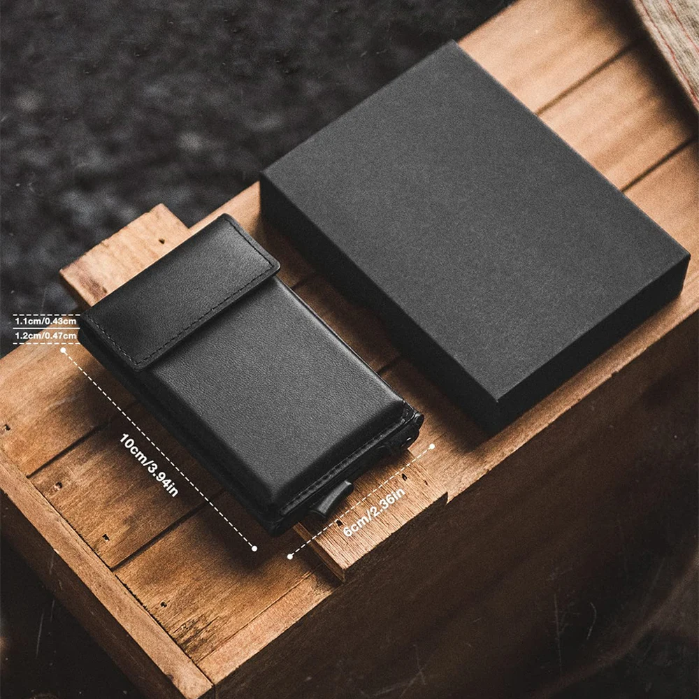 Aluminium Wallet For Men PU Leather Wallet RFID Blocking Coins Purse Credit Card Holder Wallets