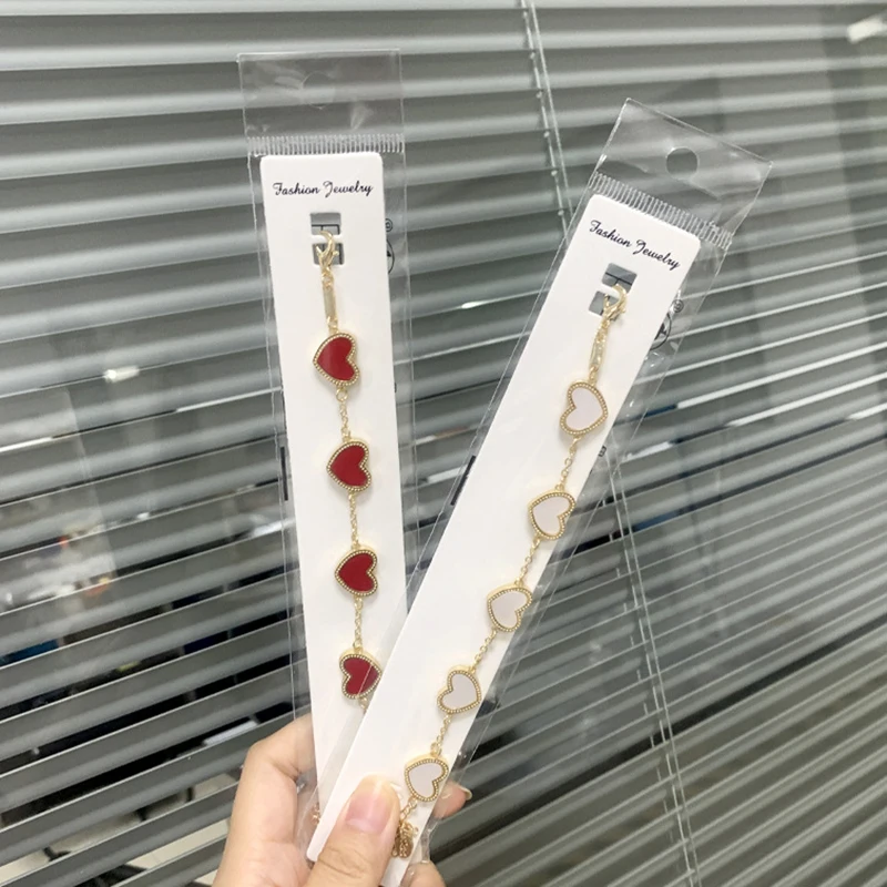 New arrival gold plated double sided love heart bracelets jewelry fashion adjustable four leaf clover bracelet for women