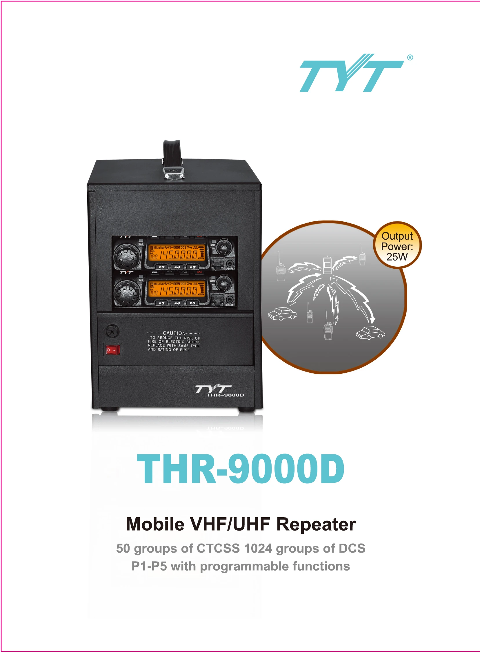 TYT THR-9000 50W Mobile VHF UHF Repeater Two Way Radio Repeater Compact and lightweight repeater Walkie Talkie THR 9000
