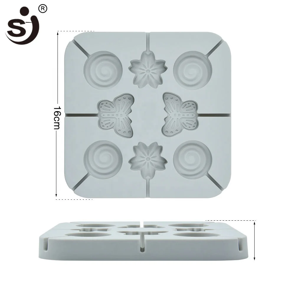 8 cavity butterfly round flower shape silicone lollipop mold cake candy decorating tool
