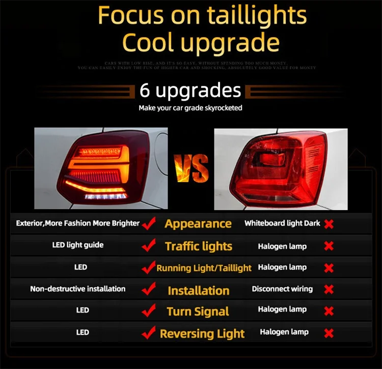 Wholesales 2021 Full Led Tail Light For Vw Polo Reversing Light Fog Lamps Warning Lamp
