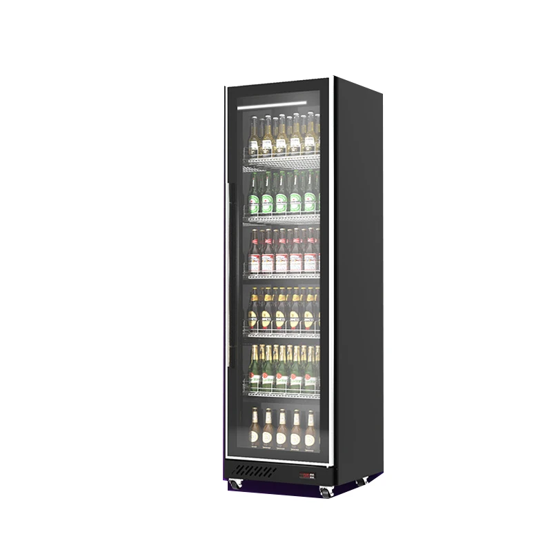 Commercial Display Refrigerator Single Door Full Glass Chiller Beer Drink Show Fridge Flower Display Beverage Cooler