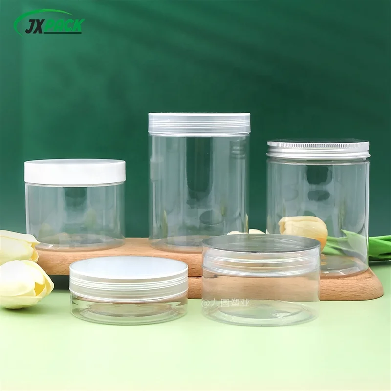 Factory Direct Sale 71mm 50 80 100 120 180 200 250 300 400 500ml Food Honey Cookie Food Jar With Lid Clear PET Spice Plastic Jar