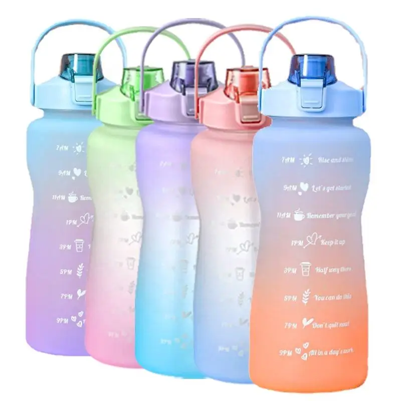 2024 New 64oz 2L motivational water bottle botella de agua motivacional colour changing cups termos de agua gym water bottles