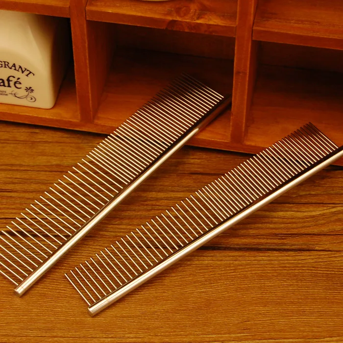 Dog Grooming Comb Stainless Steel Small Dog Comb Wide Tooth Pet Grooming Brush and Metal Comb