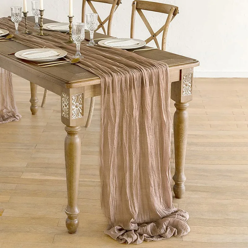High Quality Custom  Logo Wedding birthday party Party Cheese table flag Bohemian decorative pleats Crepe table Runner