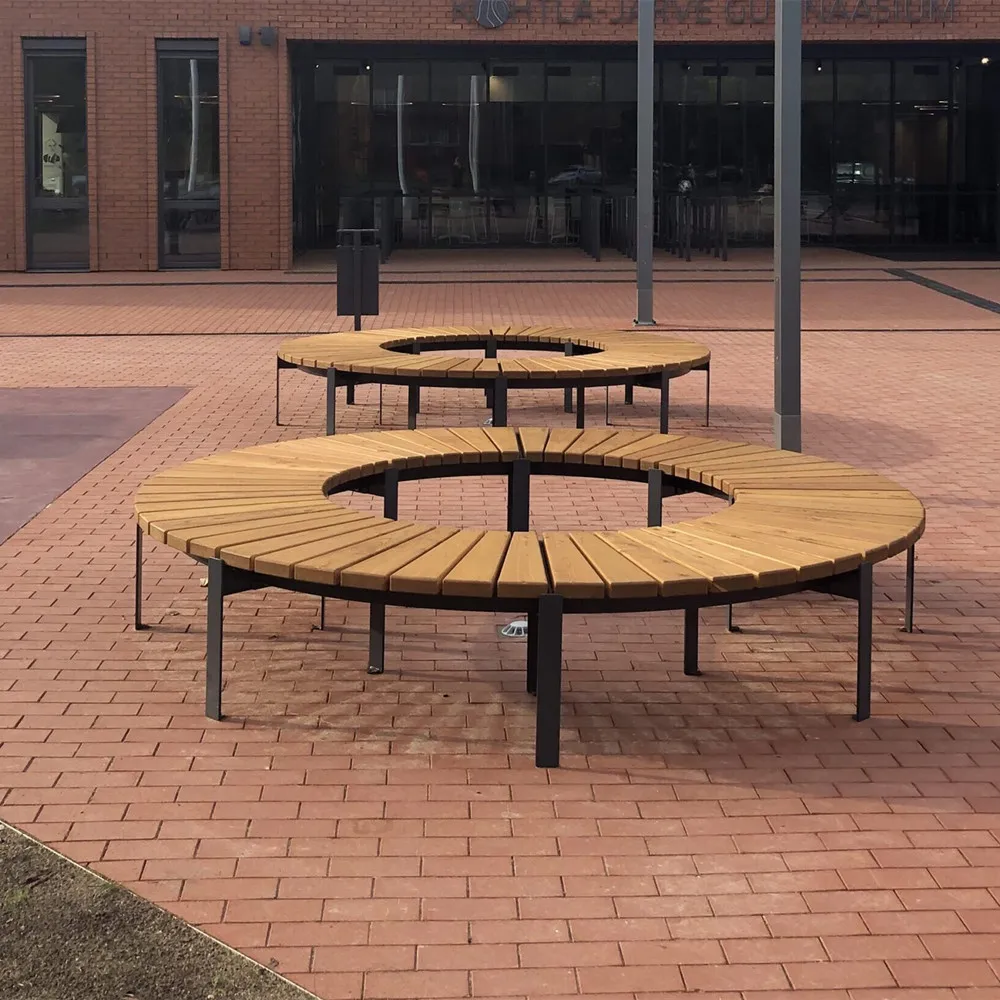 Urban Street Leisure Seat Outdoor Wood Round Bench Circular Garden Bench Tree Park Bench