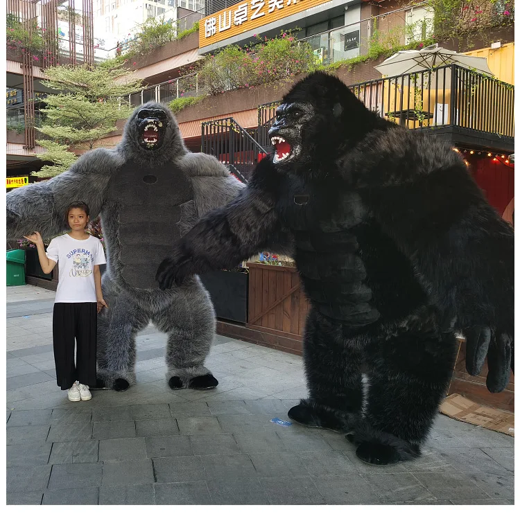 Inflatable King Kong Costume Adult Halloween Plush Furry Mascot animal Venice Carnival Dress Suit Fur suit Gorilla