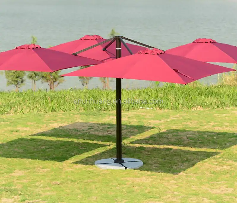 Outdoor hotel furniture garden use parasol with 4 side square shape