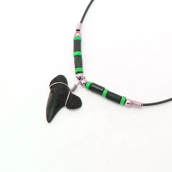 Adjustable Natural Cord Shark Tooth Pendant Necklace Shark Black Tooth Shark Long Necklace Women Jewelry