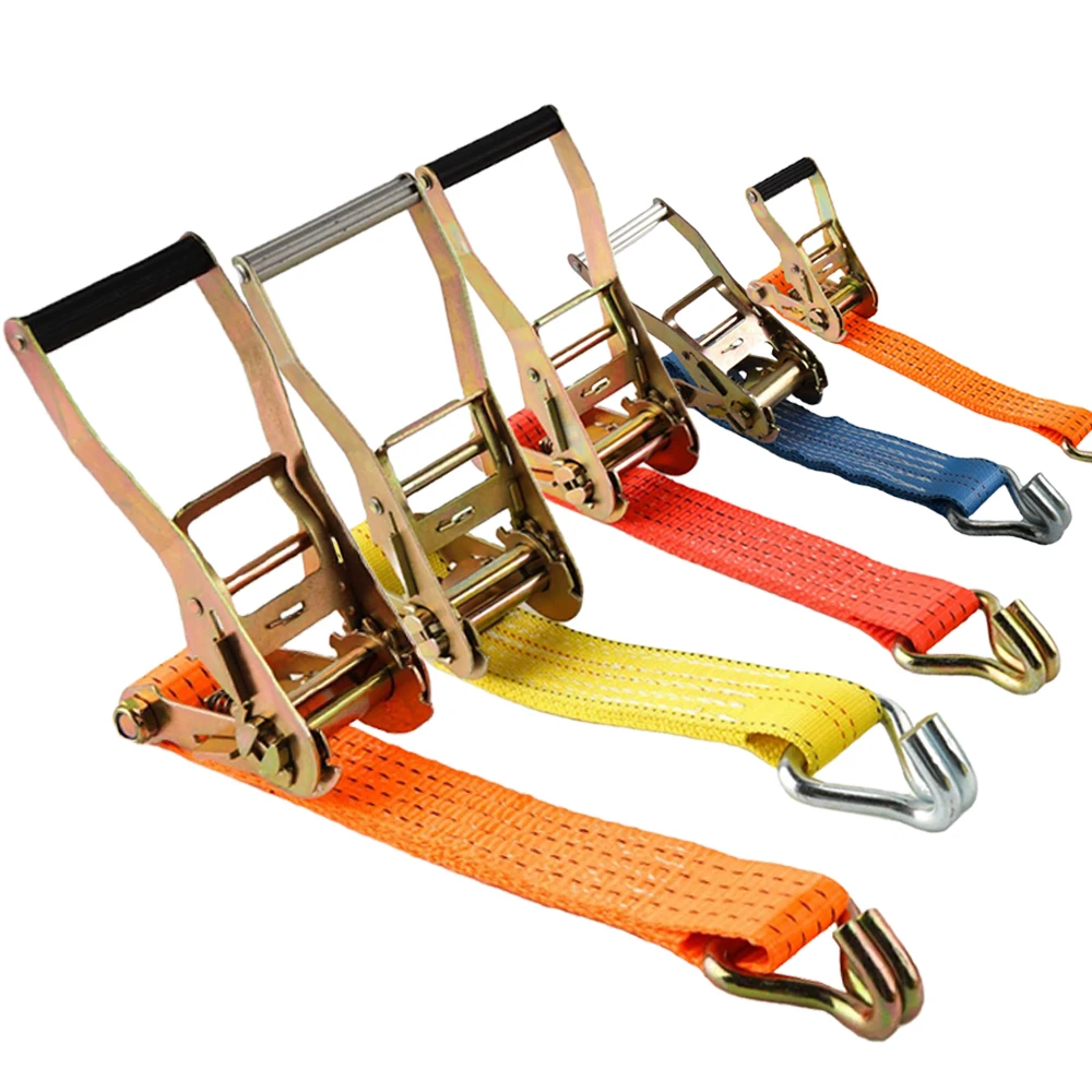 FORCENTRA 2inch 10000lbs Polyester Belt J Wire Hook Ratchet Tie Down Straps Heavy Duty Load Strap for Cargo Control Lashing