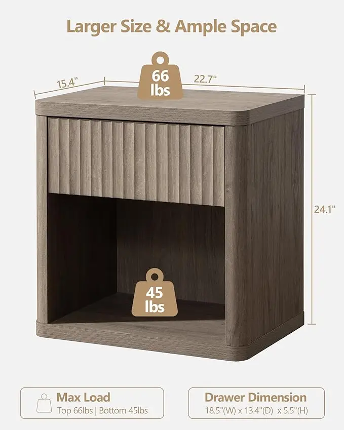 Night Stand Set of 2 Nightstands with Drawer Storage Bed Side Table End Table for Bedroom Living Room Sofa Couch Office