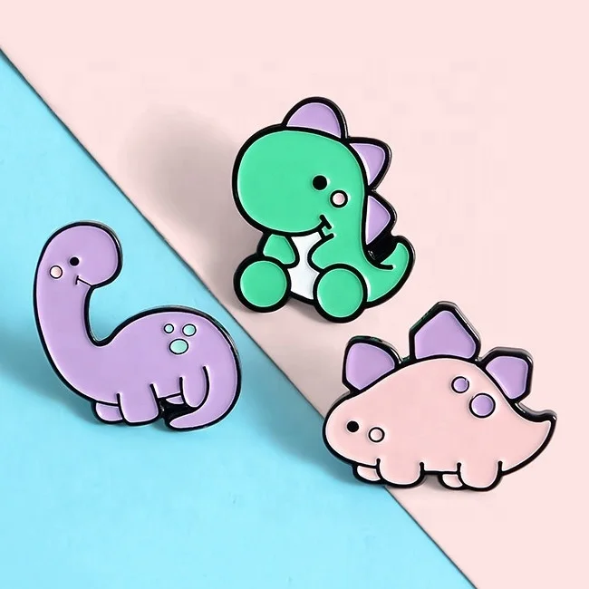 hot sale cute dinosaurs enamel pins dye metal dinosaur pin badge animal dinosaur brooch pin