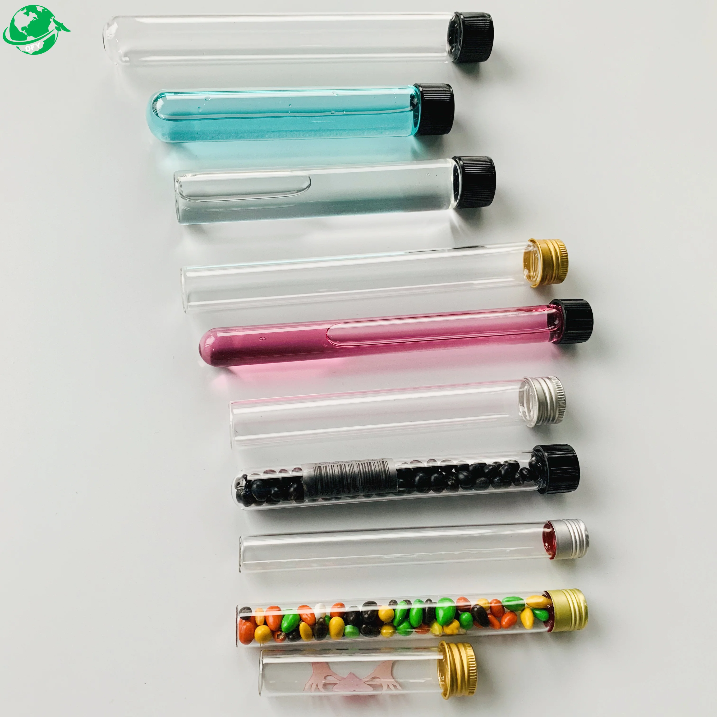 Пищевой сорт, плоское и круглое дно, 5 мл, 10 мл, 15 мл, 25 мл, 50 мл, 100 мл, стеклянная тестовая трубка с пробкой