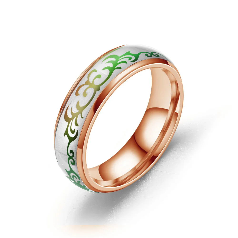  stainless steel Grass mood rings temperature change colors titanium men and