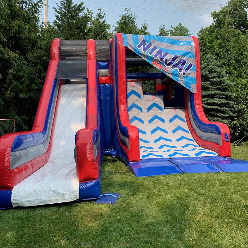 Hot sale ninja warped wall inflatable sport slide game for challenge party event