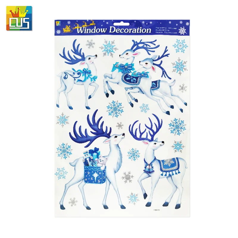 new arrivals 3D gold silver stamping  glitter christmas decor stickers custom snowflake window stickers