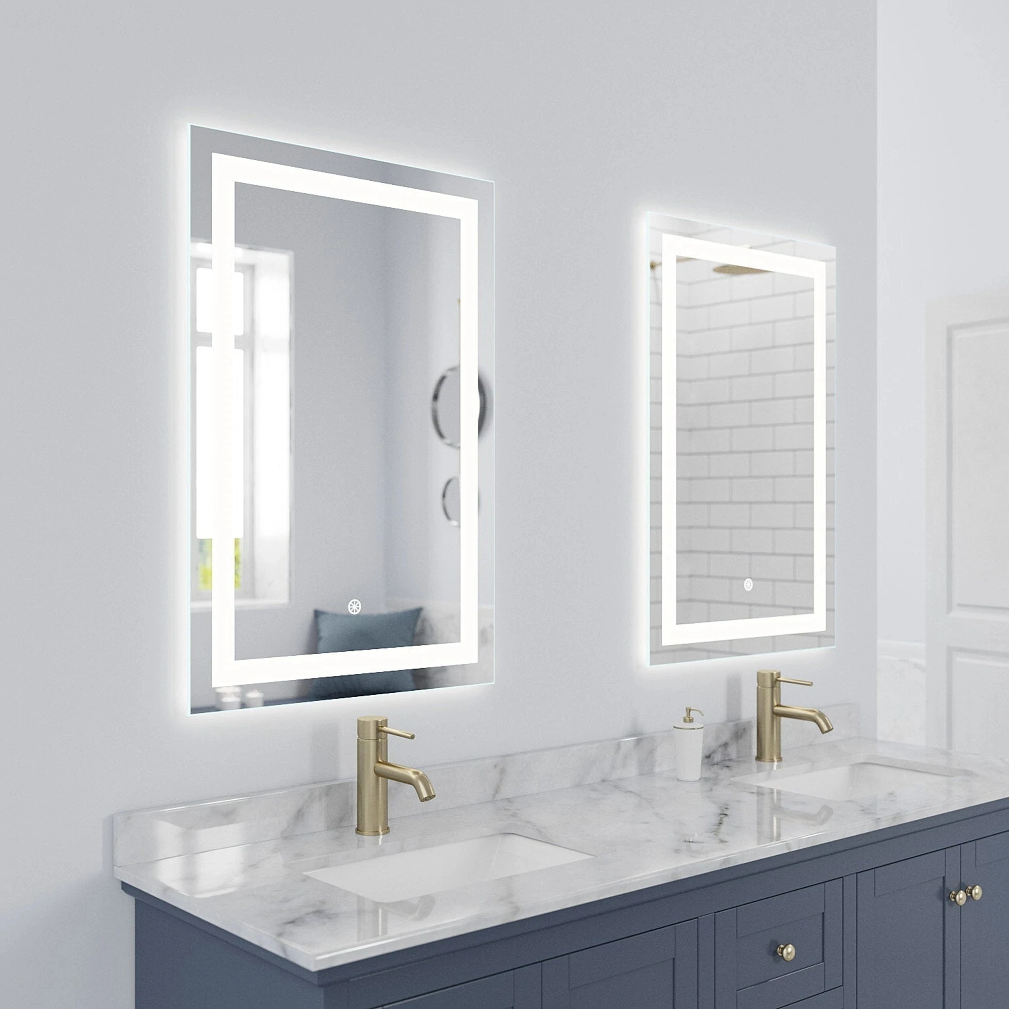 etl standard hotel renovation front and back led lighted rectangle led wall mirror with led light bathroom mirror