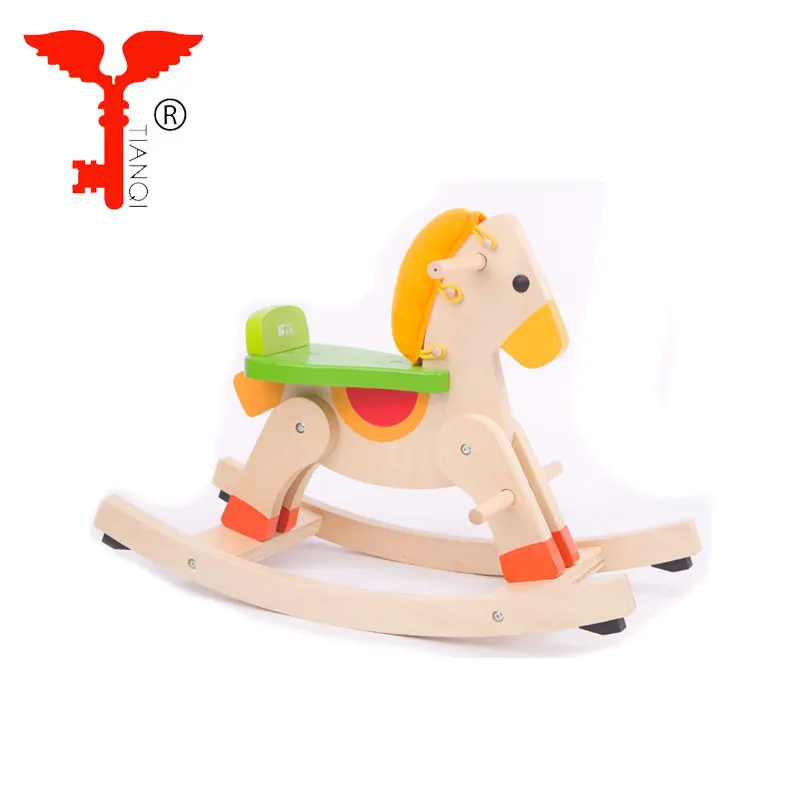 Baby Horse Solid Wood Child Carousel Toys Gift Wooden Rocking Chair Kid Riding Wooden Rocking Horse Toy