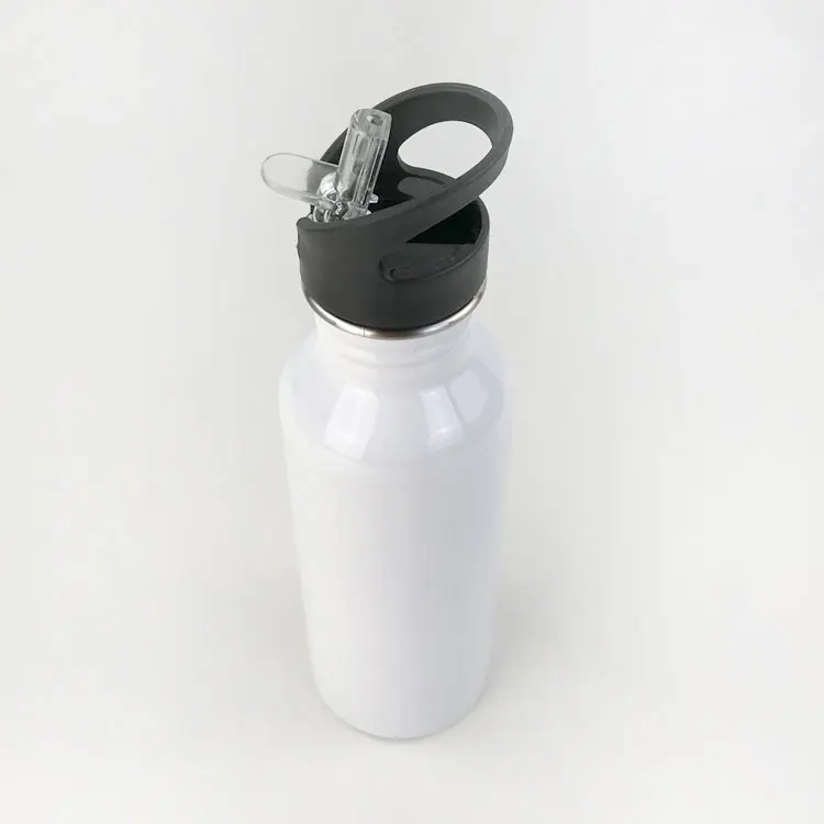 600ml stainless silver white water bottle blank Sublimation steel bottle with straw