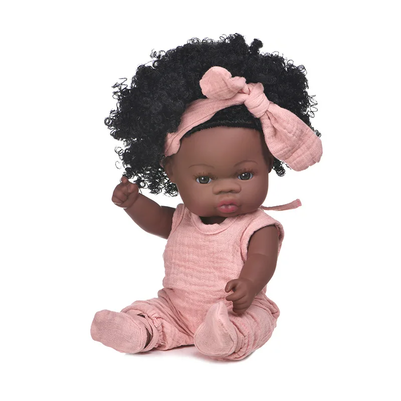 China Cheap Black Girl Boy Reborn Doll 33cm Kids Gift