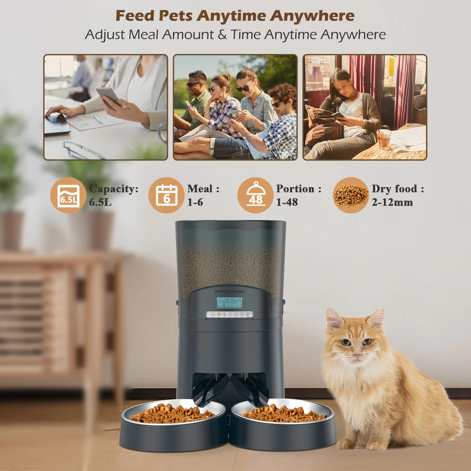 Popular Version Automatic Pet Cat Feeder Surefeed Wifi APP Control Camera Video Feeder with 7l Container for Medium Dogs Cats