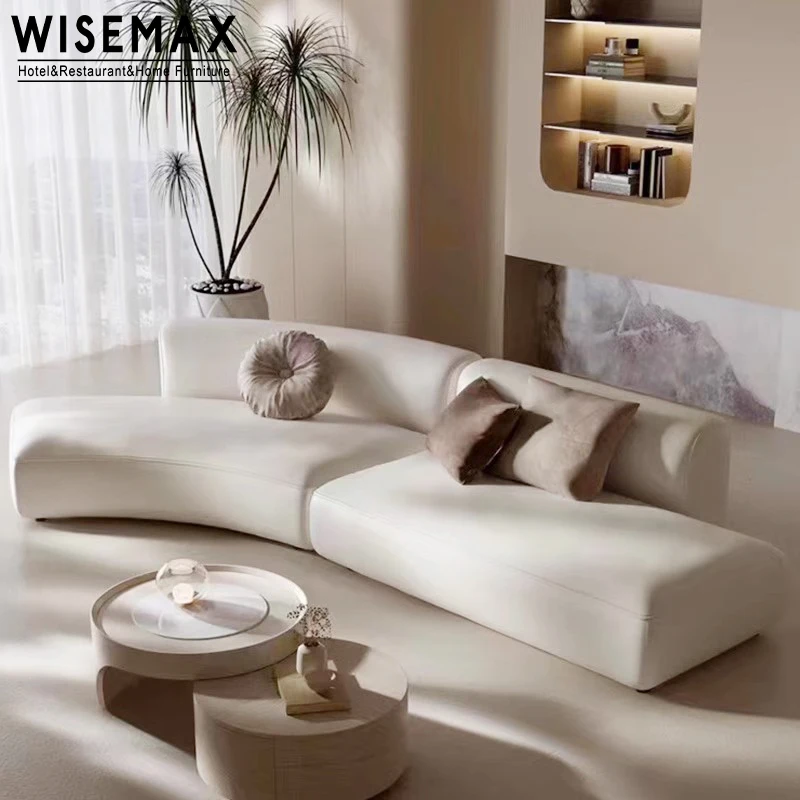 WISEMAX FURNITURE Nordic Modern Living Room Furniture Hotel Lobby S Shaped Sofa Big Size Solid Wood Fabric Sectional Sofas