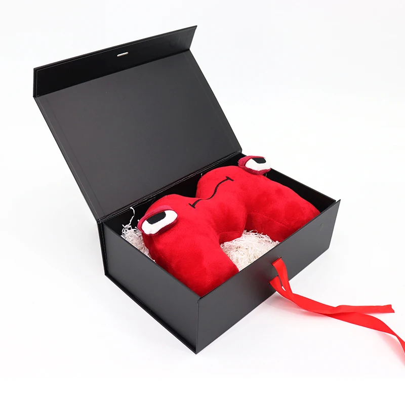 Black Paper Cardboard Double Magnetic Box Package Luxury For Clothes Foldable Magnet Flap Lid Gift Boxes For Dress With Ribbon