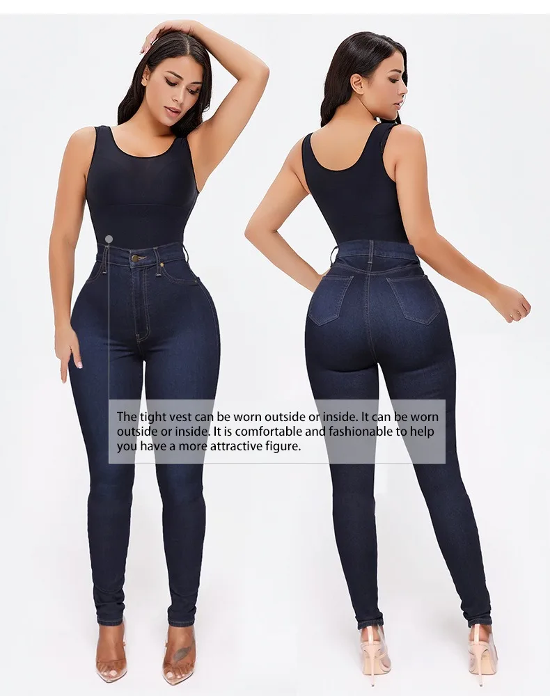 Casual U Neck Shape Sleeveless Vest Tight Waist Trainer Compression Vest