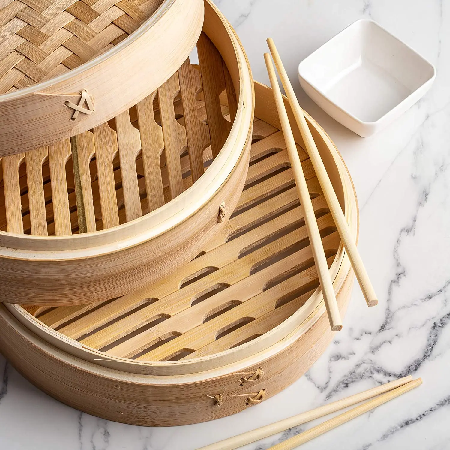 Home Natural Bamboo 10 inch Steamer Basket Food Steamer traditional Dumpling Steamer for vegetables meat