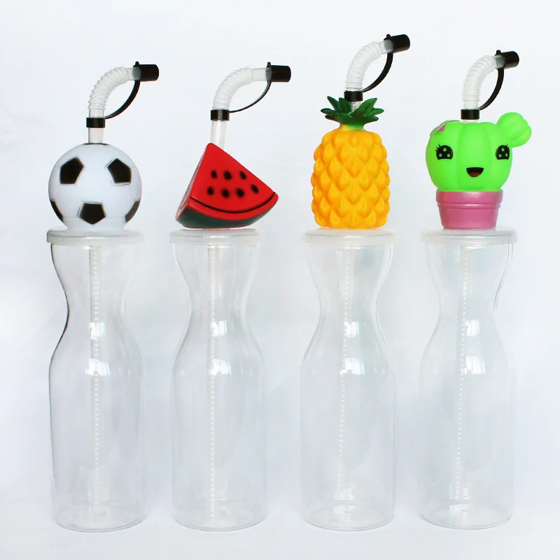 Plastic pet juice Duck chicken sugarcane shape custom logo yard 32oz cup