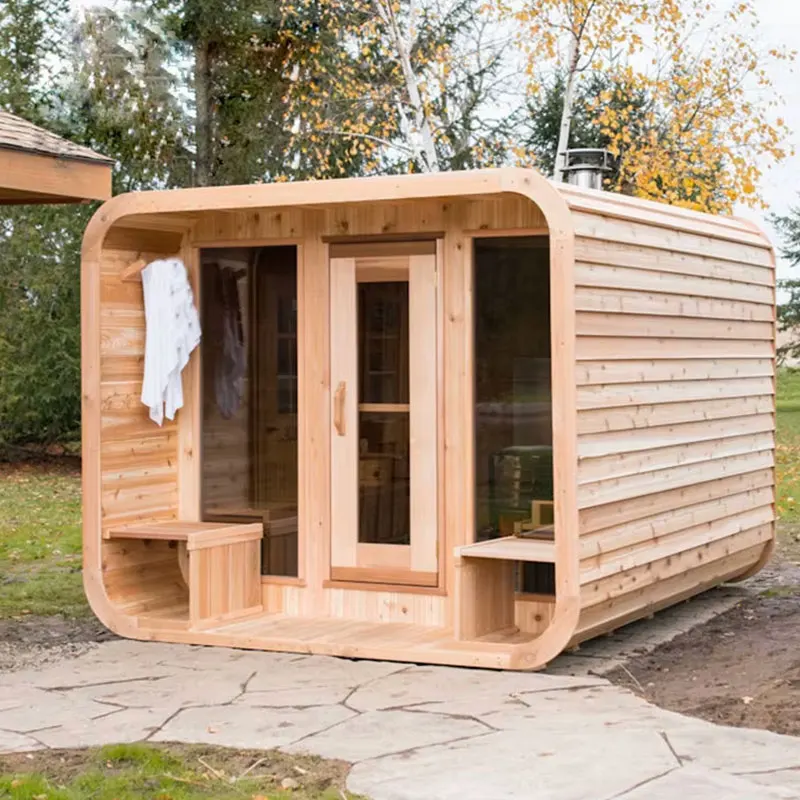 Luxury 6-Person Outdoor Traditional Steam Sauna Room With Canadian Cedar Wood