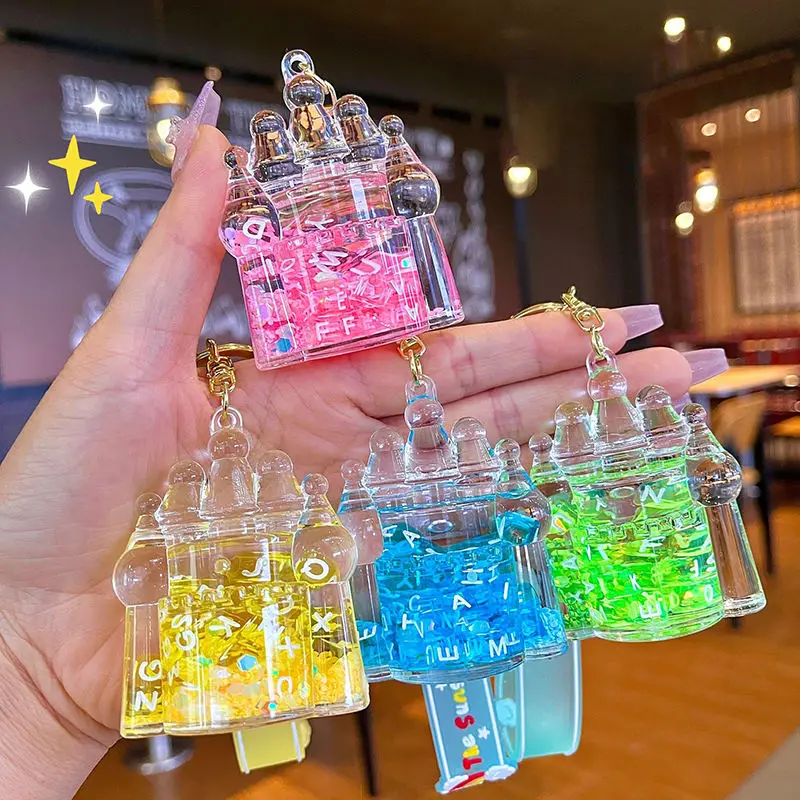 SY814 Wholesale promotional pvc keychains custom designer silicone letter key chain milk box liquid keychain