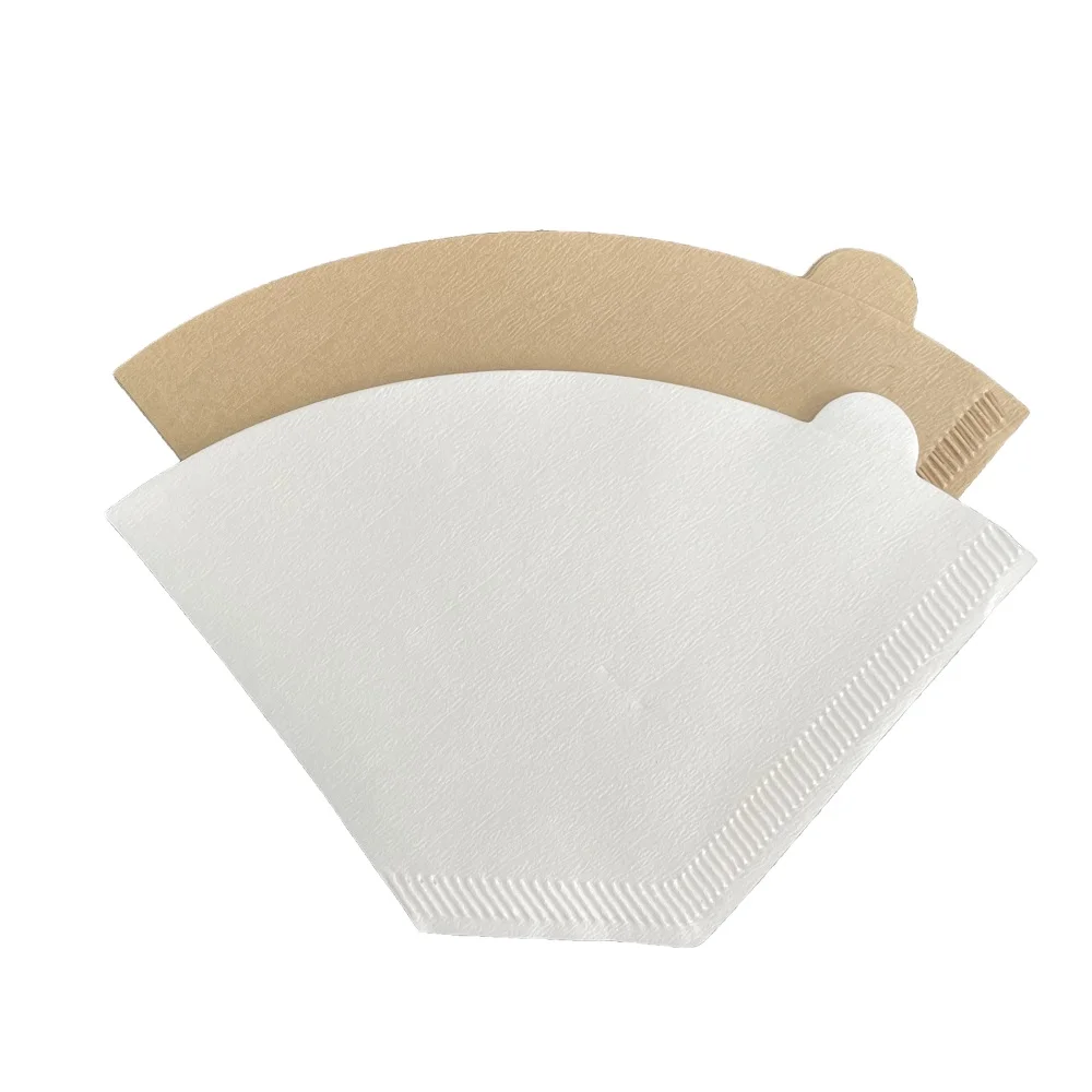 Customized packaging size brown white Natural Unbleached # 4 Cone V shape Coffee Filter paper