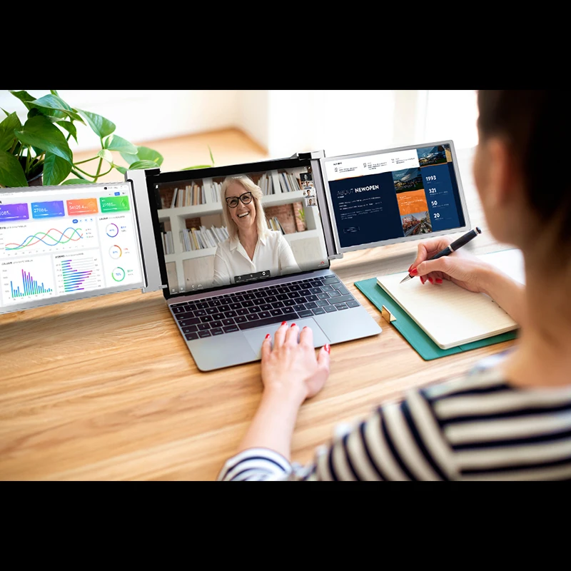 hot portable monitor double screen 12 inch lcd screen monitor for 13.3 to 16.1 inch laptop