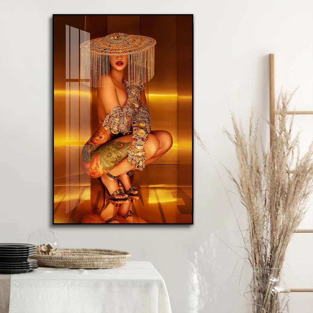 A Sexy Tattooed Woman Wall Art Nude Luxury Painting for Home Decoration Picture Print Canvas and Poster Corridor Modern
