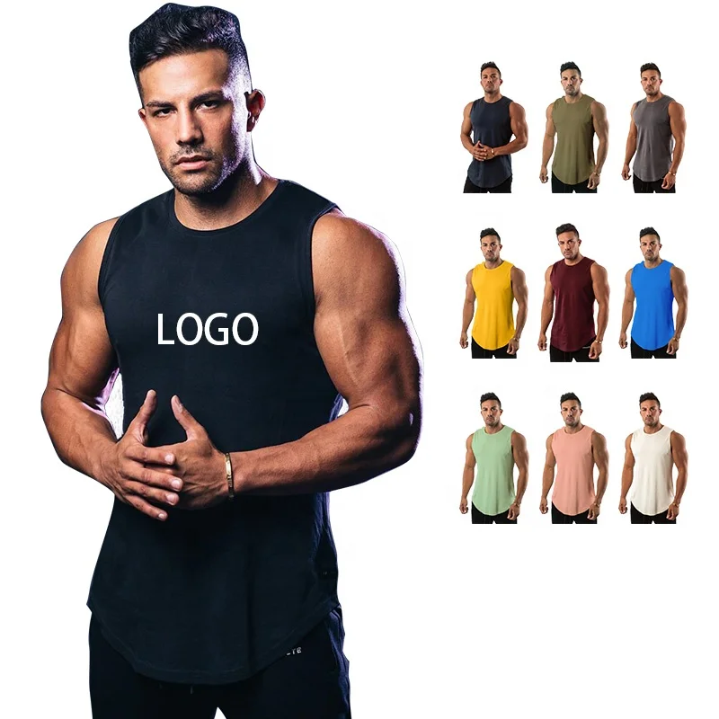 
High Quality Cotton Spandex Muscle Athletic Tank Tops For Men Stringer Fitness Tank Top Custom Logo Casual Gym Vest 