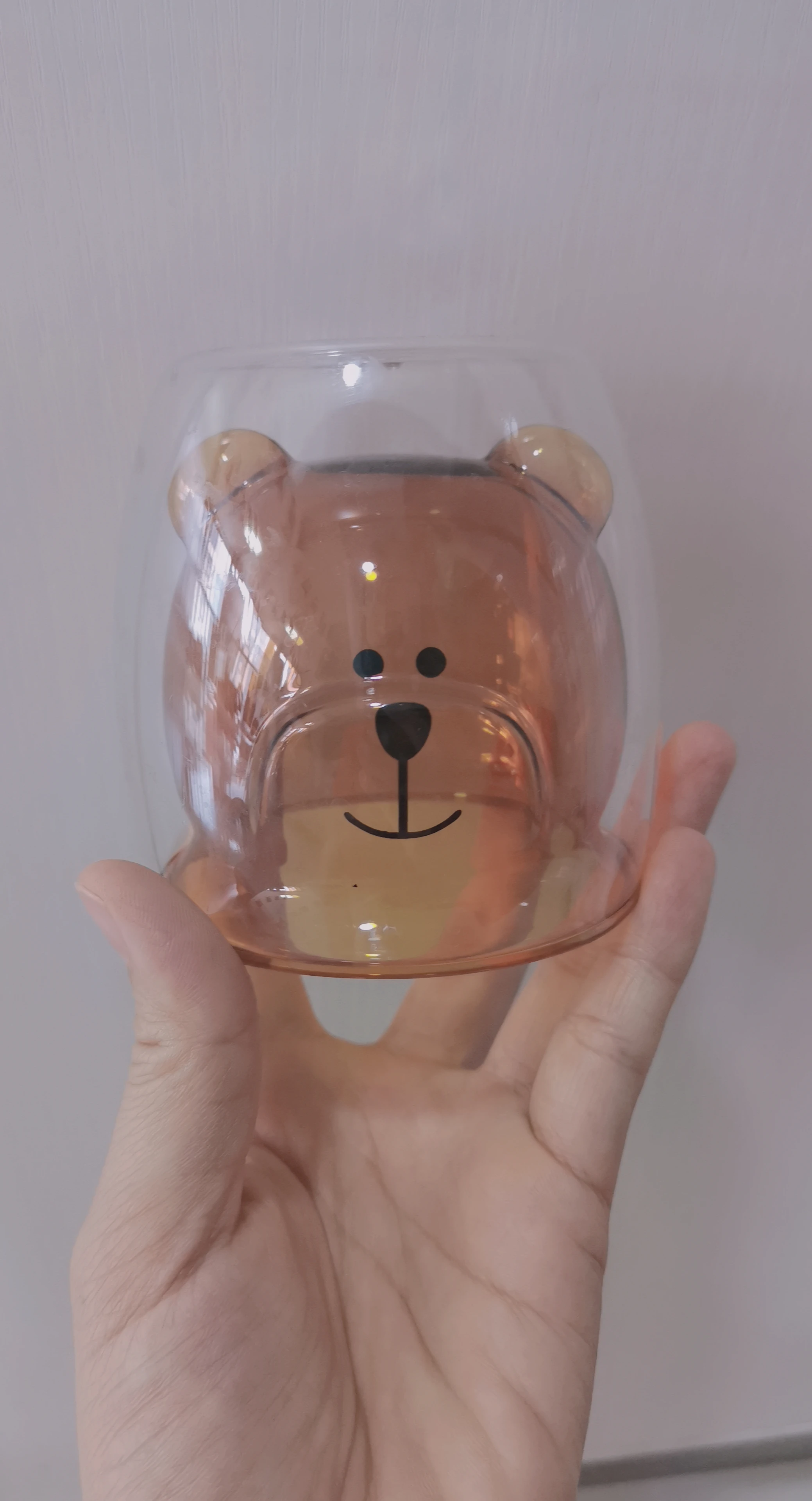 200ml beautiful cute bear smile double glass coffee mugs