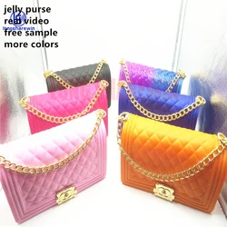 MOQ 1 бесплатные образцы на Большой продаже Роскошная Радужная цепочка для женщин красочные конфеты прозрачные женские кошельки Сумочка Желейная сумка