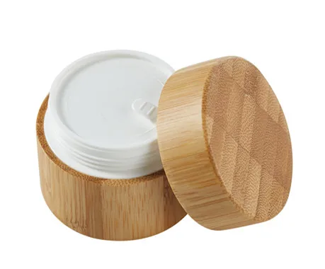 Hot Sale Bamboo Color Glass Jar Skin Care Cosmetics Portable Sealed Wooden Lid Jar Set