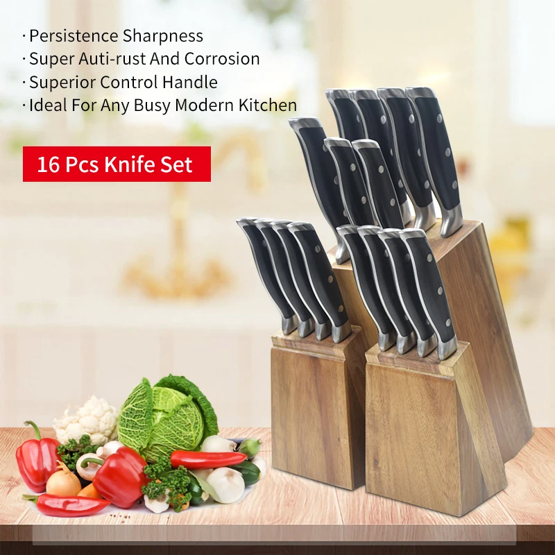 best seller kitchen knives set Stainless Steel 3Cr13 16 pcs Chef knife set with knife holder