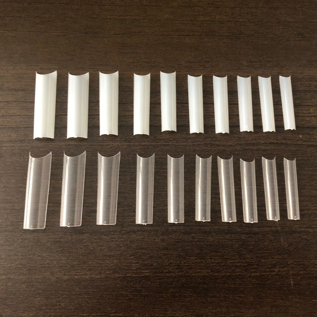 C Curve Nail Tips Clear Long Straight Square Half Cover Acrylic False Nails Tips For Wholesale Price