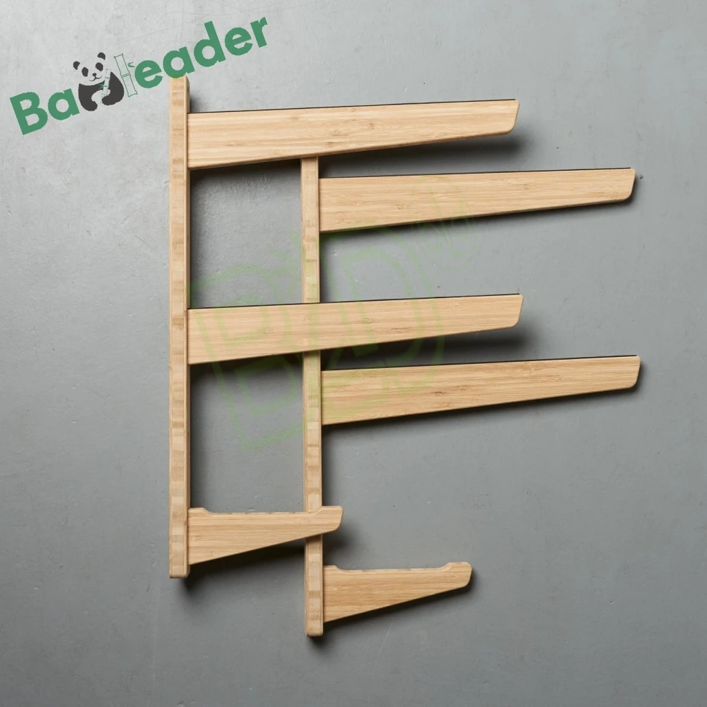 ODM/OEM Bamboo Surfboard Storage Rack Multi-Purpose Bamboo Snowboard Organizer Wall Mount Bamboo Skateboard Display Holder